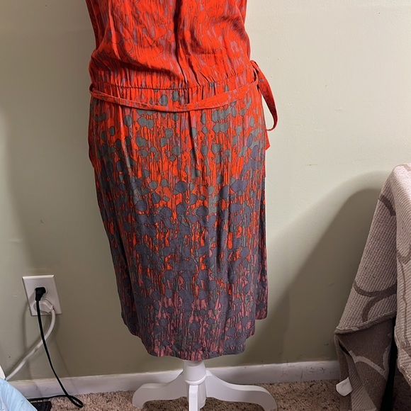 Monsoon Elegant Red and Gray tie waist side pockets Women's Dress - Picture 8 of 13